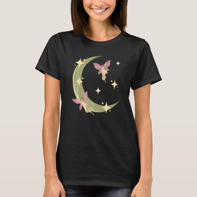 Camiseta Fairycore Aestética Fada Núcleo Grunge Crescent Mo (Frente)