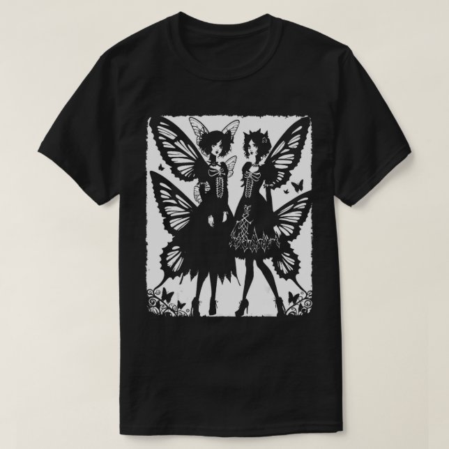 Camiseta Fairycore Aestética Skeleton Gótico Fada Gi Gótica (Frente do Design)