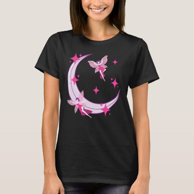 Camiseta Fairycore Aestético Fada Crescent Moon Fairies Pa (Frente)