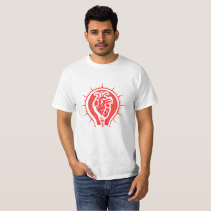 Camiseta Faísca Criativa - Lâmpada Coração Anatômico Mascul