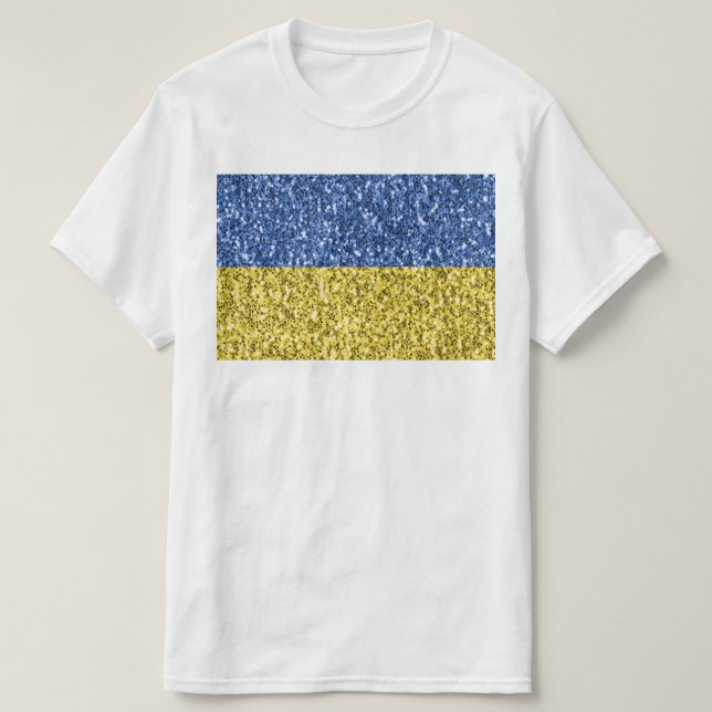 Camiseta Faíscas de brilho azul amarelo da bandeira da Ucrâ (Frente do Design)