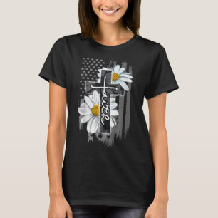 Camiseta Faith American Flag Daisy Christian Faith Jesus Go