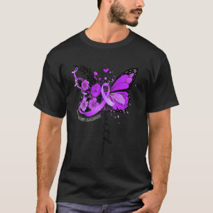 Camiseta Faith Butterfly Roxo Fibromialgia Awarene