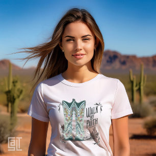 Camiseta Faith Christian Insp: Boots da Garota Ocidental Ca