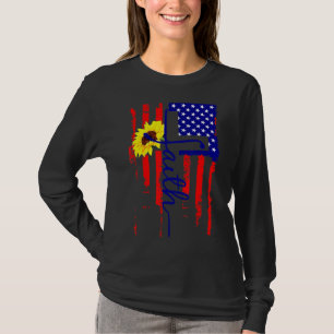 Camiseta Faith Cross American Flag Cristo Jesus Religioso C