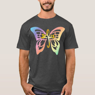 Camiseta Faith Cross Christian Butterfly Palavras Jesus Ins