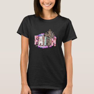 Camiseta Faith Cross Christian Jesus Leopard Cross Para Hom