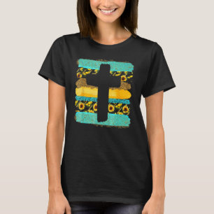 Camiseta Faith Cross with Sunflower God Jesus Christian Bib