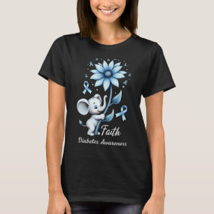 Camiseta Faith Cute Elephants Sunflower Diabetes Sensibiliz