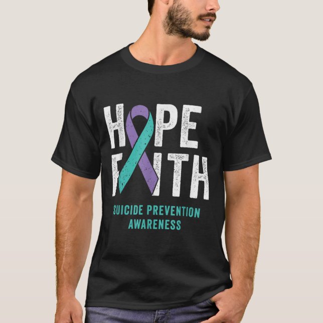Camiseta Faith Esperava que a prevenção suicida consciencia (Frente)