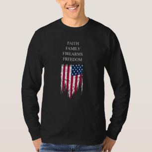 Camiseta Faith Family FireArms & Freedom - Bandeira America