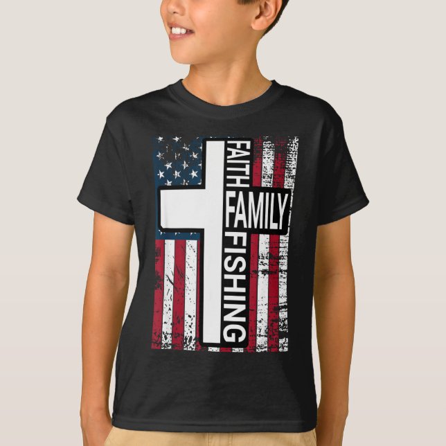 Camiseta Faith Family Fishing Christian Proud Father Fisher (Frente)