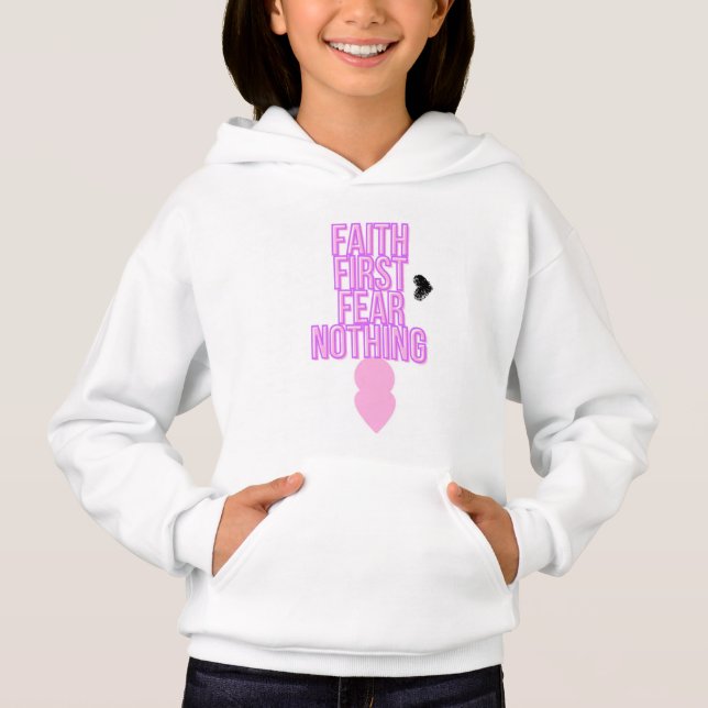 Camiseta Faith First Medo Nada | Christian Hoodie (Frente)