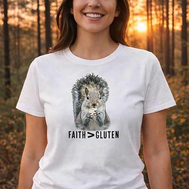 Camiseta Faith Greater Than Gluten Funny Christian Squirrel (Funny Faith Over Gluten Squirrel Shirt )