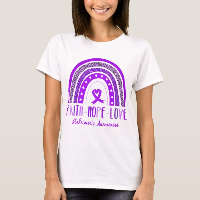 Camiseta Faith Hope ama a consciência de Alzheimer (Frente)