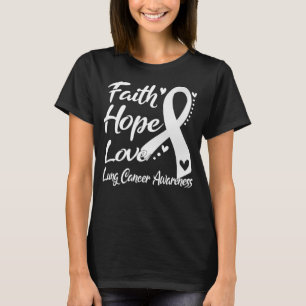 Camiseta Faith Hope Ama a Consciência do Cancer Pulmonar