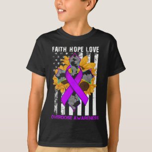 Camiseta Faith Hope Ama A Sensibilização Para A Sobredosage