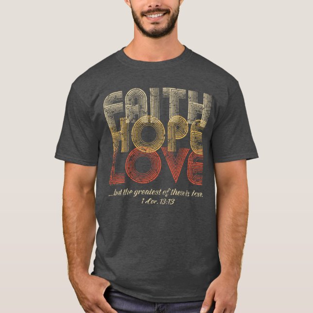 Camiseta Faith Hope ama Bíblia cristã Verse Vintage (Frente)