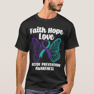 Camiseta Faith Hope ama Borboleta Suicida Prevenção