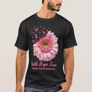 Camiseta Faith Hope ama Cancer da mama Perícia Flor