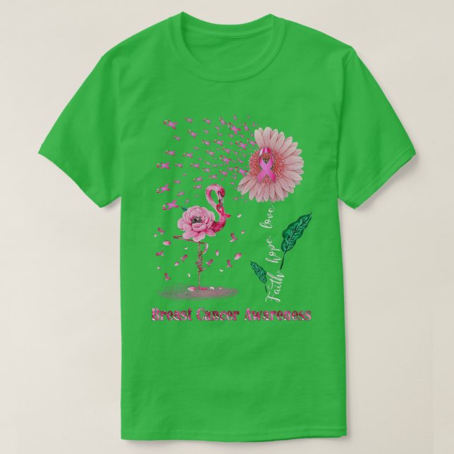 Camiseta Faith Hope ama Cancer de Fama Flamingo Rosa (Frente do Design)