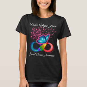 Camiseta Faith Hope ama Cancer de mama consciência borbole