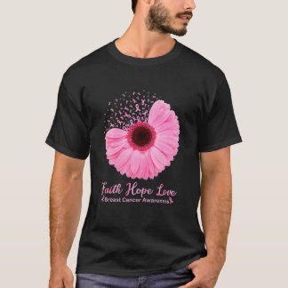 Camiseta Faith Hope ama Cinza Rosa Fita Daisse Breve Ca