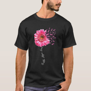 Camiseta Faith Hope ama Cinza Rosa Fita Daisse Breve Ca