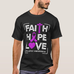 Camiseta Faith Hope ama Consciência da Epilepsia