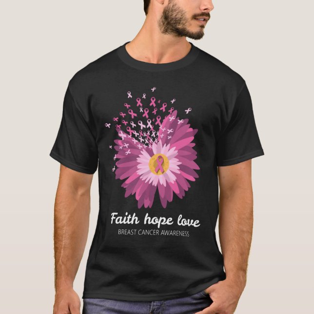 Camiseta Faith Hope ama Consciência do Cancer da Mama (Frente)