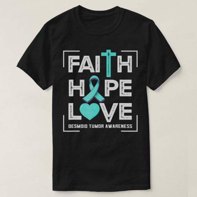 Camiseta Faith Hope ama Consciência do Tumor Desumano (Frente do Design)