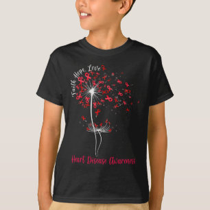 Camiseta Faith Hope ama Doença Cardíaca Sensibilização Flor