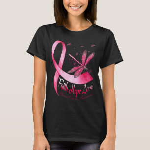 Camiseta Faith Hope ama Dragonfly Cancer Sensibilização