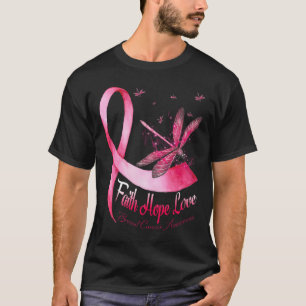 Camiseta Faith Hope ama Dragonfly Cancer Sensibilização