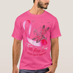Camiseta Faith Hope ama Dragonfly Cancer Sensibilização
