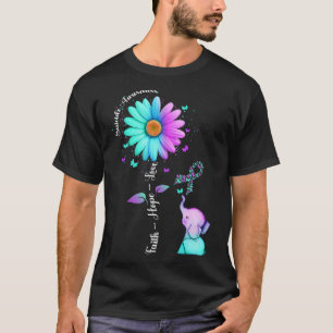 Camiseta Faith Hope ama elefante girassol suicídio Awarene