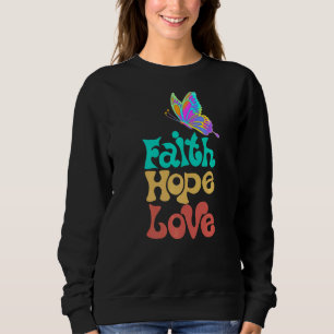 Camiseta Faith Hope ama Fé Cristã Borboleta das Mulheres