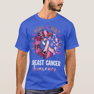 Camiseta Faith Hope ama Fita Rosa Fita Cancer-Leopardo