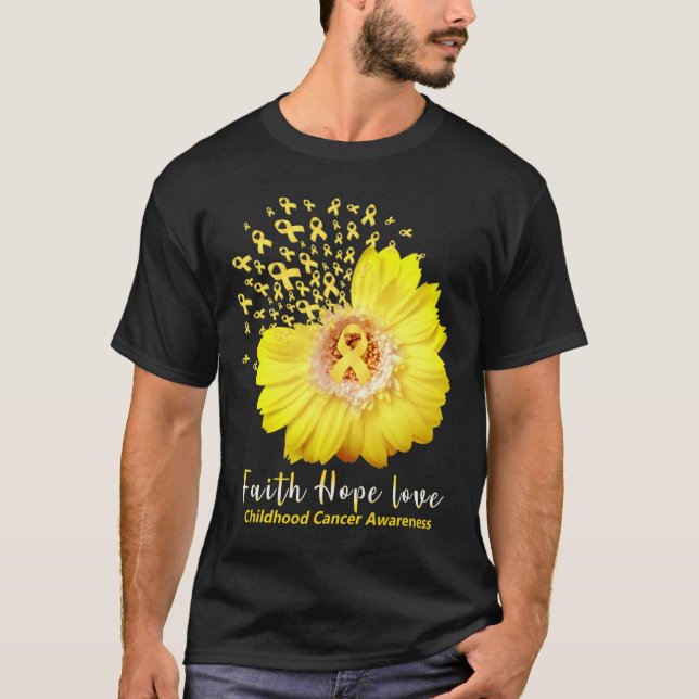 Camiseta Faith Hope ama Friso de Consciência do Cancer Infa (Frente)