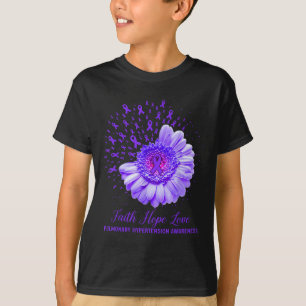 Camiseta Faith Hope ama Hipertensão Pulmonar Sensibilização