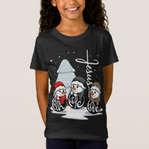 Camiseta Faith Hope ama Jesus Natal Pajama Snowman Chr