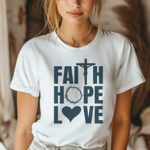Camiseta Faith Hope ama Jesus Religião Cristã