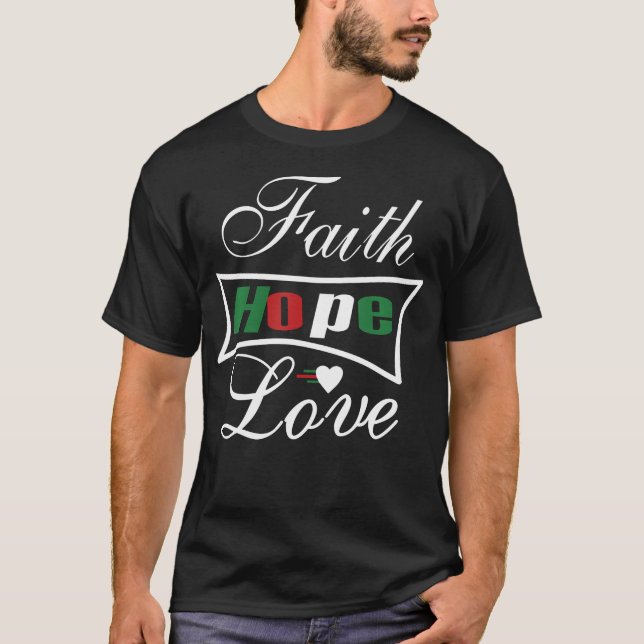 Camiseta Faith Hope ama Jesus religioso cristão (Frente)