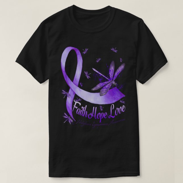 Camiseta Faith Hope ama Linfoma de Hodgkin Drago (Frente do Design)