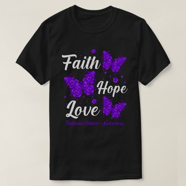 Camiseta Faith Hope ama Manteiga de Consciência do Cancer T (Frente do Design)