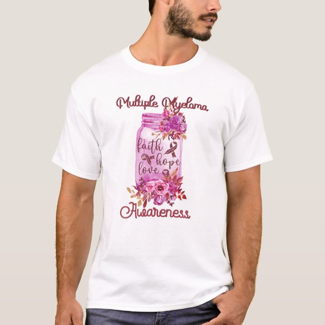 Camiseta Faith Hope ama Múltiplo Mieloma Sensibilização Des (Frente)