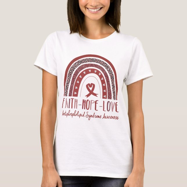Camiseta Faith Hope ama Síndrome de Antifosfolípidos Awaren (Frente)