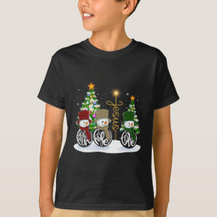 Camiseta Faith Hope ama Snowman Jesus Diversão Xmas Cross P