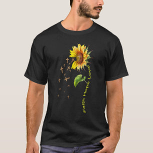 Camiseta Faith Hope ama Sunflower Jesus cruza Christian Fa