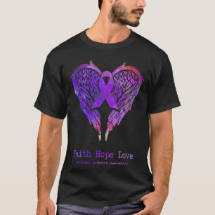 Camiseta Faith Hope ama Violência Doméstica Asas Roxas Aw